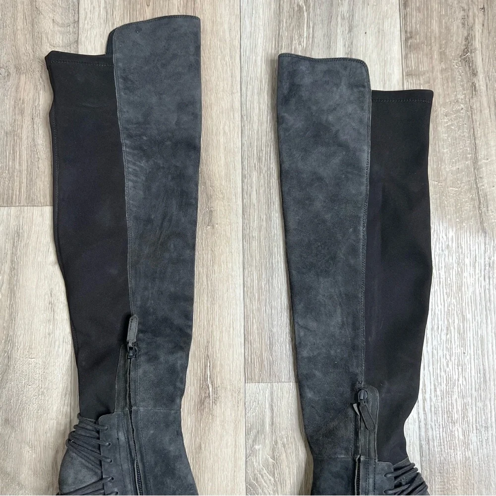Dolce Vita Nikka Over The Knee Gray Suede Heels Boots Gray Size 8.5